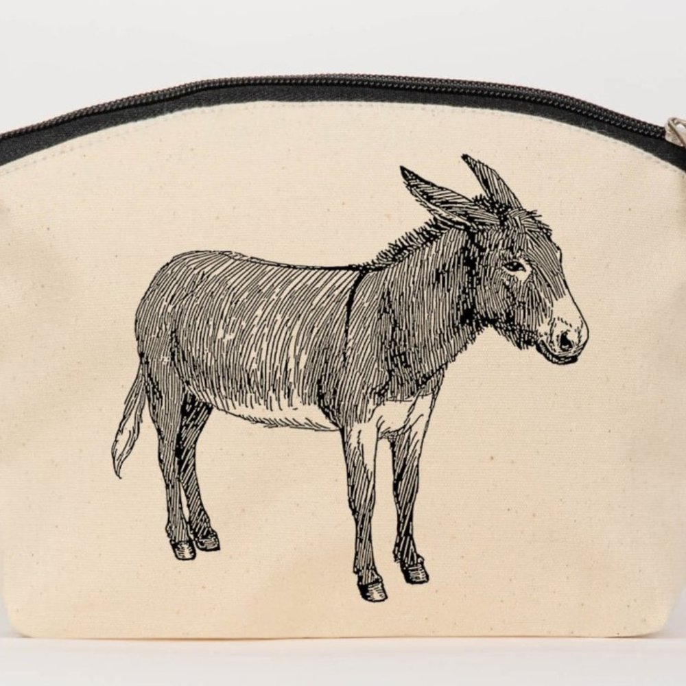 Donkey cosmetic bag - cotton zip pouch - toiletries bag